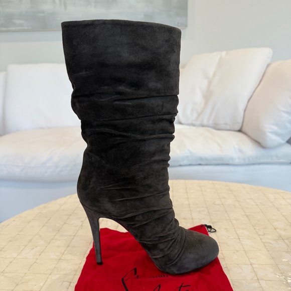Christian Louboutin Grey Suede Boots, Size 41 - Picture 1 of 7